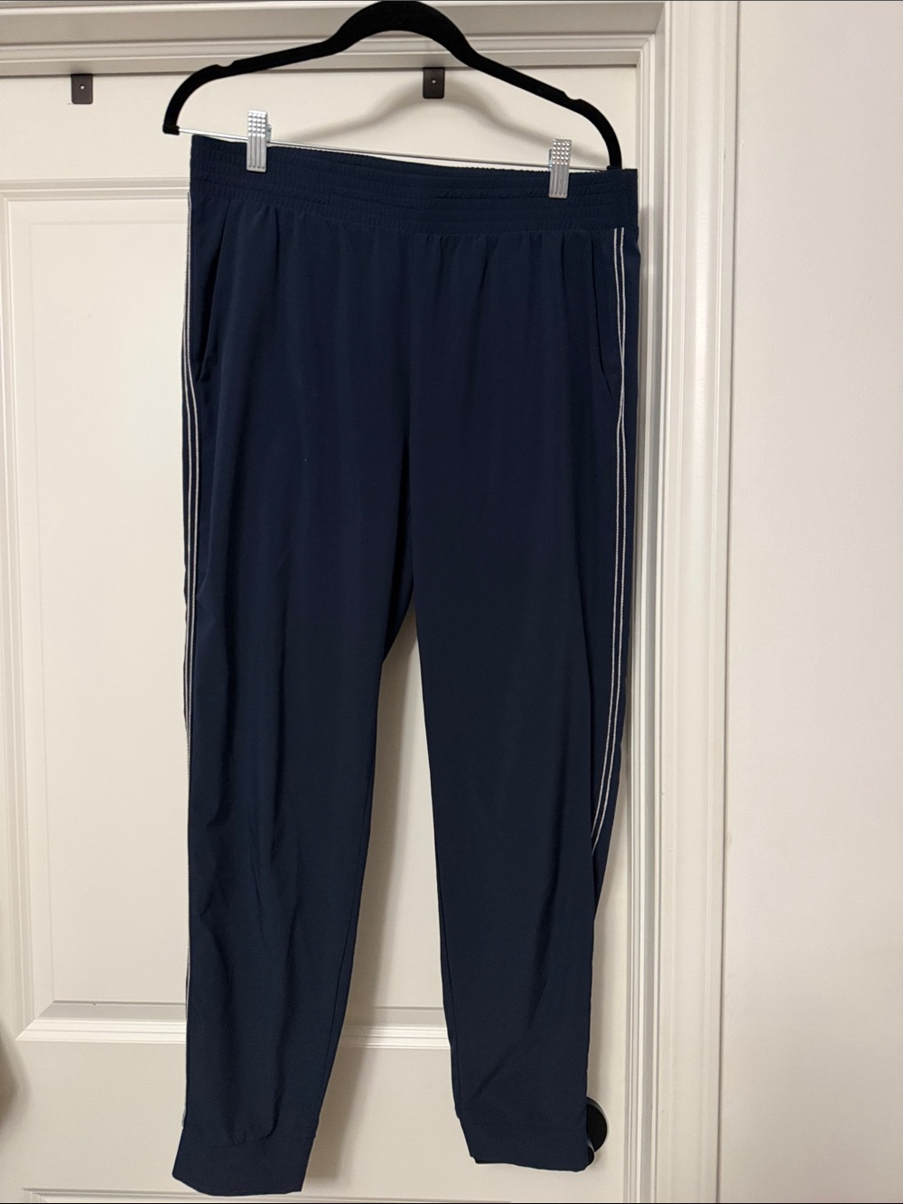 Banana Republic Navy Track Joggers with White Side Stripes